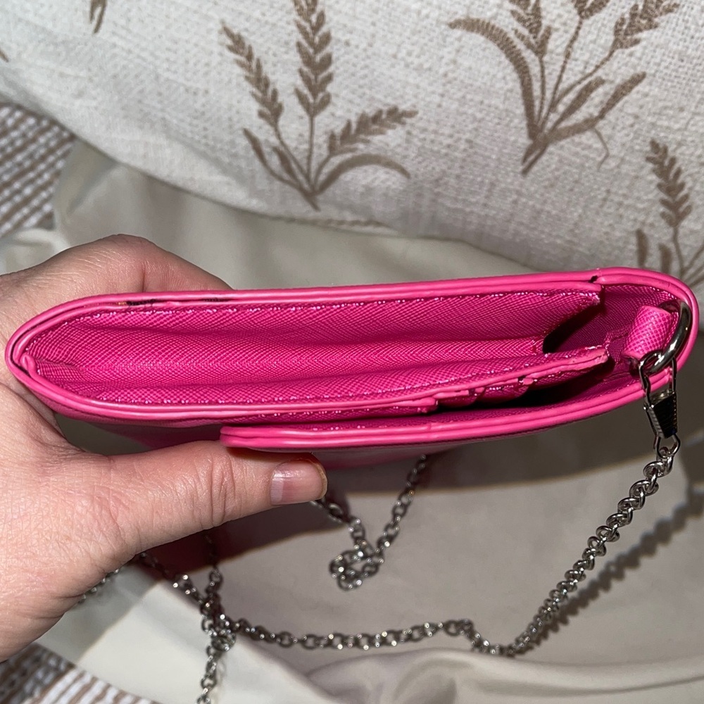 Betsey Johnson Vibrant Pink Crossbody Bag with Silver Chain by Betsey Johnson - Picture 7 of 8